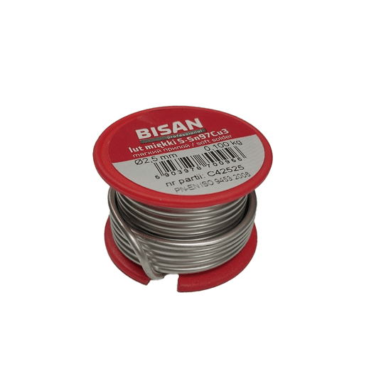 Cyna 100g FI 2,5mm do miedzi Sn97Cu3 BISAN -zdjęcie numer 1