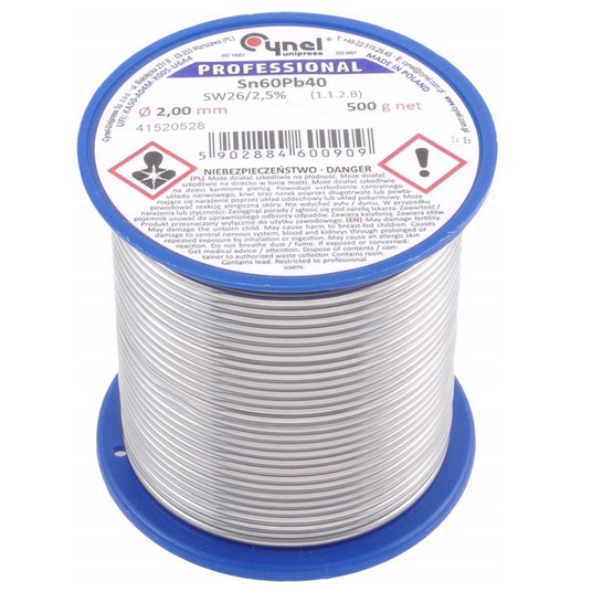 Cyna 500g FI 2,0mm z topnikiem Sn60Pb40 CYNEL -zdjęcie numer 1