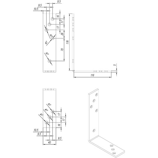 Kątownik belki 180x120x40x5mm KB 3 (opk=10szt) -zdjęcie numer 4