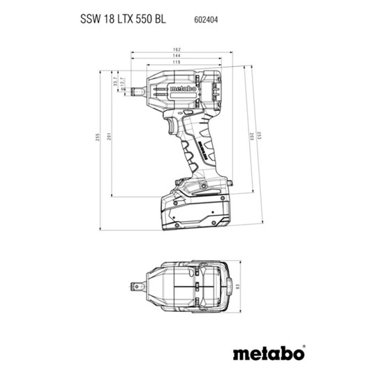 Klucz 18V 550Nm 1/2" body SSW 18 LTX Metabo karton -zdjęcie numer 4