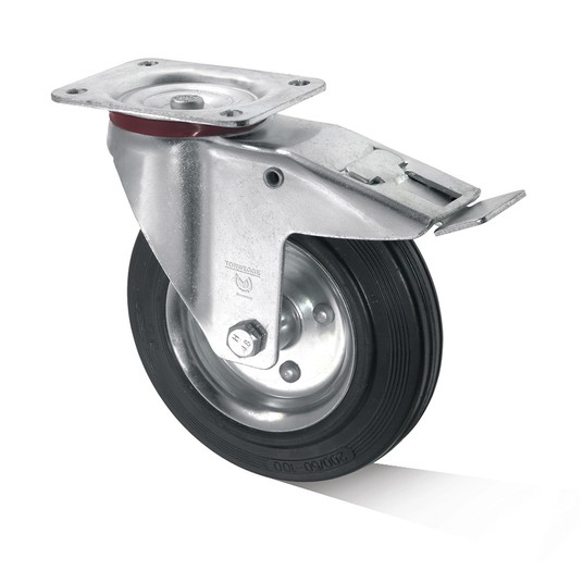 Koło 160/28 skrętne z płytką łoży+ hamulec 150kg -zdjęcie numer 1