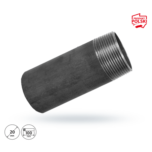Króciec czarny 20 3/4" L-100 jednostronnie gwint -zdjęcie numer 1