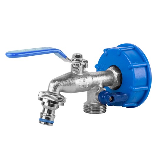 Nakrętka IBC S60x6 z kranem GZ 3/4" x2 metal -zdjęcie numer 1