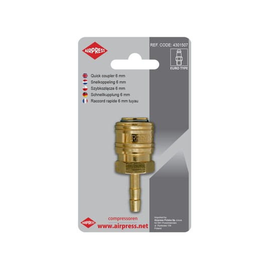 Szybkozłącze z wtykiem na wąż 6mm Euro AIRPRESS -zdjęcie numer 1