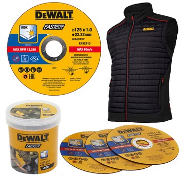 100x tarcza do metalu 125x1 INOX DeWalt+bezrękawni