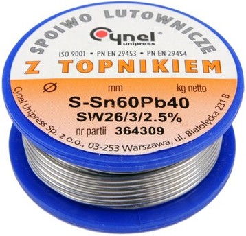 Cyna 100g FI 2,0mm z topnikiem Sn60Pb40 CYNEL
