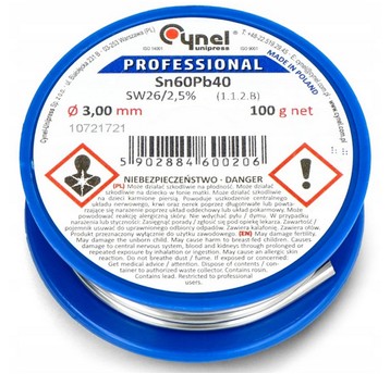 Cyna 100g FI 3,0mm z topnikiem Sn60Pb40 CYNEL