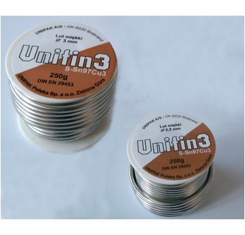 Cyna 250g FI 3,0mm do miedzi Sn97Cu3 BISAN