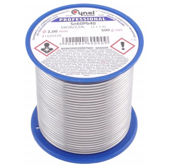 Cyna 500g FI 2,0mm z topnikiem Sn60Pb40 CYNEL