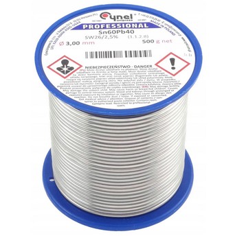 Cyna 500g FI 3,0mm z topnikiem Sn60Pb40 CYNEL