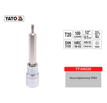 Klucz trzpieniowy TORX 1/2" T20 L-100mm