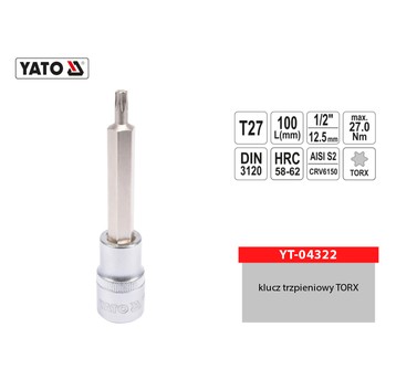 Klucz trzpieniowy TORX 1/2" T27 L-100mm