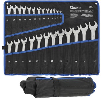 Klucze płasko-oczkowe 6-32mm polerowane 25szt etui