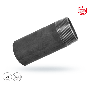 Króciec czarny 20 3/4" L-100 jednostronnie gwint