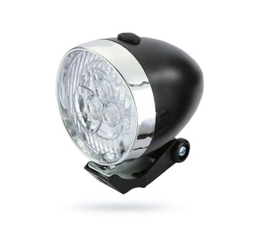 Lampa przód do roweru na baterie RETRO OEM czarny