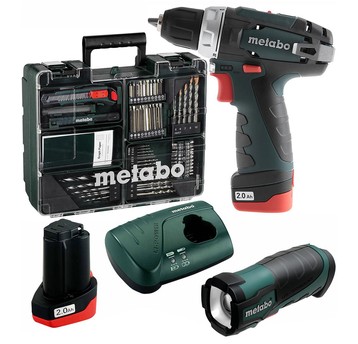 Wkrętarka 10,8V 34Nm 2x2Ah + latarka + akc. METABO
