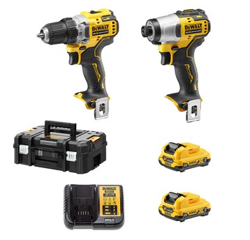 Wkrętarka DCD701 + zakr DCF801 12V 2x3Ah DEWALT
