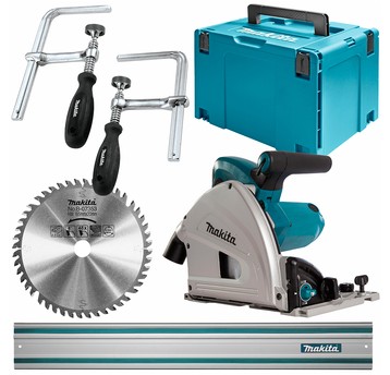 Zagłębiarka 165mm MAKITA+ SZYNA 1,5m+ ZACISKI 2szt