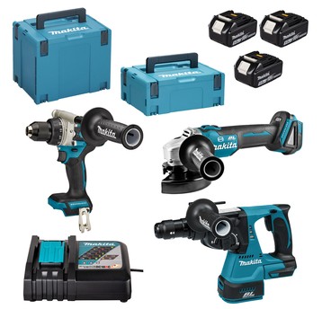 Zestaw DDF486 DHR243 DGA506 3x5Ah MAKITA 2x Makpac